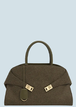 FERRAGAMO - Hug Medium Wool Felt Top-Handle Bag