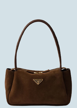 PRADA - Zip Suede Shoulder Bag