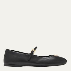Prada - Lambskin Triangle Mary Jane Ballerina Flats