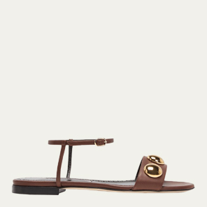Manolo Blahnik - Leather Dome Stud Ankle-Strap Sandals