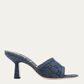 Gucci - Monogram Denim Stiletto Sandals