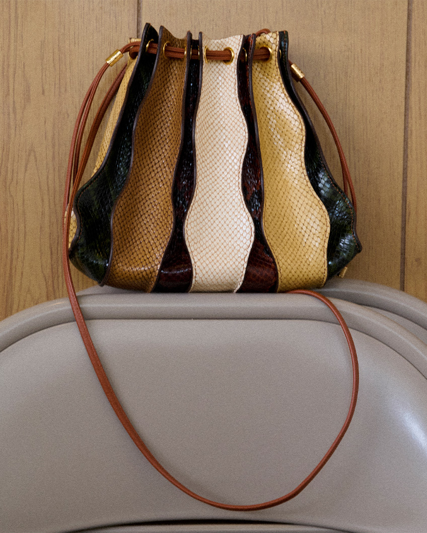 Ulla Johnson - Adria Pleated Wave Snake-Print Crossbody Bag