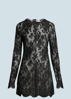 Saint Laurent - Sheer Floral Lace Scallop Mini Dress