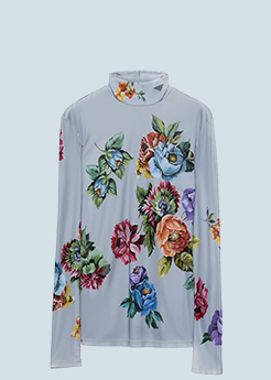 Prada - Floral Organzino Mock-Neck Top