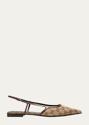 Gucci - Demi Monogram Canvas Slingback Ballerina Flats