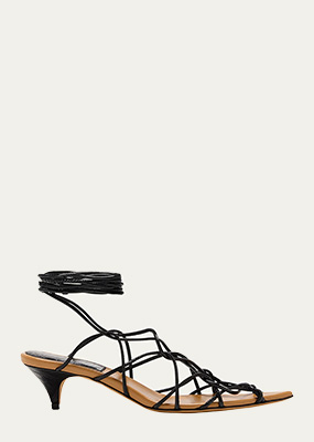 KHAITE - Arden Strappy Caged Ankle-Tie Sandals