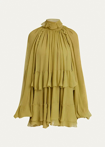 Chloé - Tiered Ruffle Silk Mousseline Mini Dress