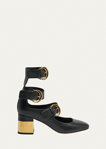 Chloé - Alize Leather Trio-Strap Pumps