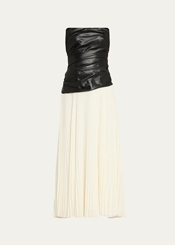 SIMKHAI - Arie Strapless Bustier Combo Midi Dress