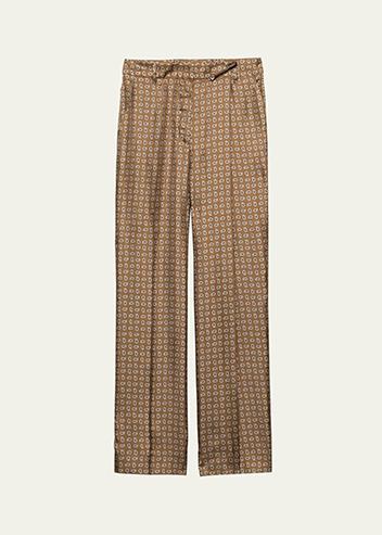 Prada - Paisley Wide Leg Silk Twill Pants