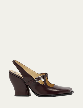 Loewe - Onda Leather Mary Jane Slingback Pumps