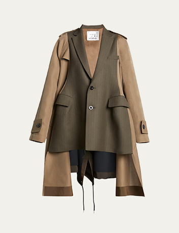 Sacai - Layered Blazer High-Low Trench Jacket