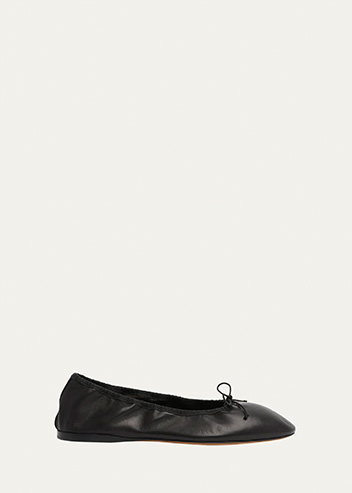 The Row - Awar Leather Bow Ballerina Flats