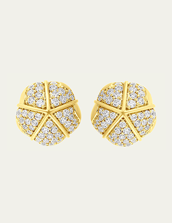 Almasika - 18K Yellow Gold Terra Nova Grande Pave Stud Earrings with White Diamonds