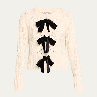 Veronica Beard - Christina Cable-Knit Bow Sweater