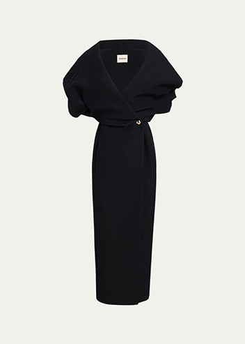 Khaite - Truman Wrapped Crepe Pencil Dress