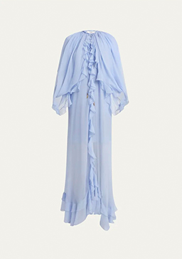 Chloé - Long Ruffle-Trim Silk Mousseline Dress