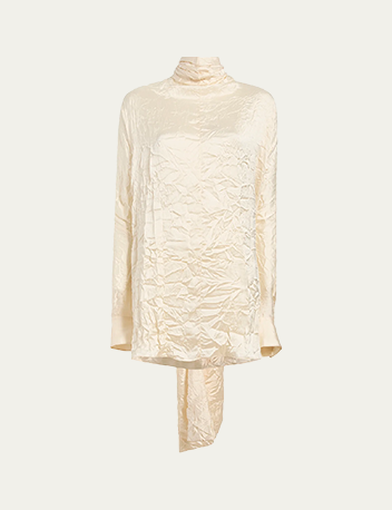 Khaite - Bex Crinkle Scarf-Neck Top