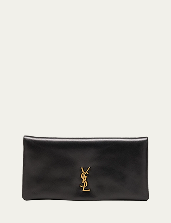 Saint Laurent - Calypso YSL Pouch Clutch Bag in Lambskin Leather
