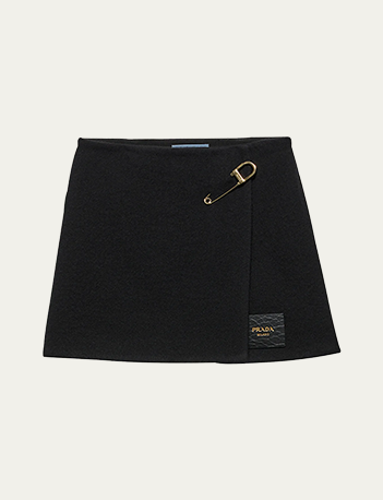 Prada - Safety Pin Brooch Twill Mini Skirt