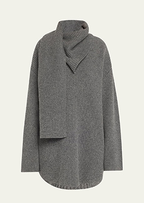 Toteme - Long Oversized Scarf Knit Wool Sweater
