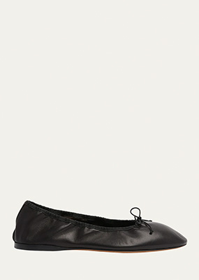 The Row - Awar Leather Bow Ballerina Flats