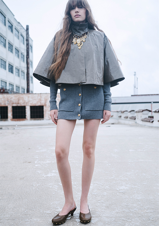 Model Wears Chloé - Slim Multi-Stitch Wool Belted Cardigan