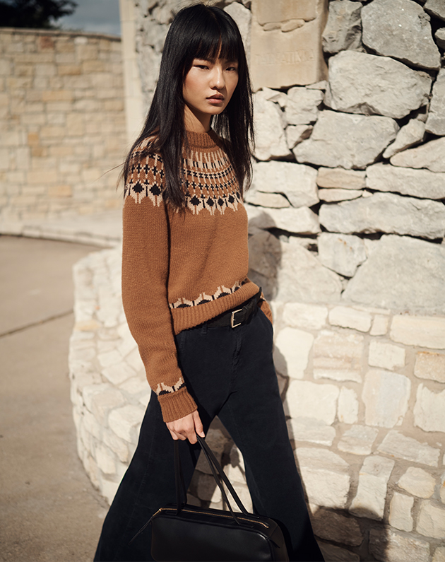 Model wears Nili Lotan - Fairisle Knit Sweater