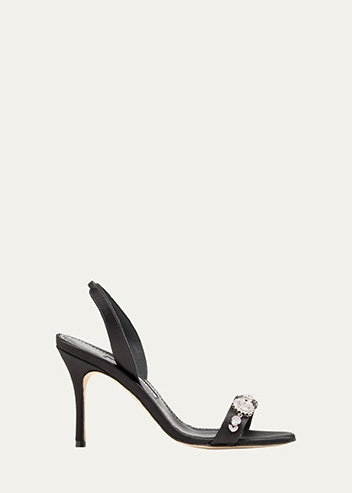Manolo Blahnik - Crystal Satin Halter Sandals