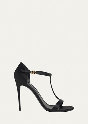 DOLCE&GABBANA - Silk T-Strap Stiletto Sandals