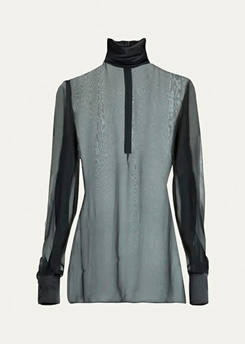 DOLCE&GABBANA - High-Neck Chiffon Silk Blouse