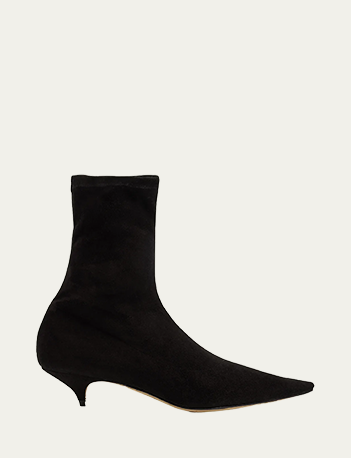 The Row - Liisa Suede Kitten-Heel Booties