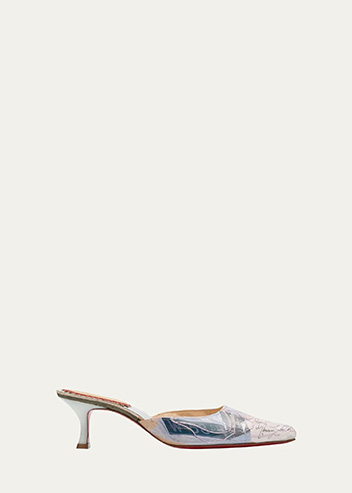 CHRISTIAN LOUBOUTIN - Arte Povera Trash Suede Red Sole Mules