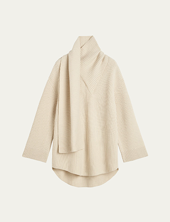 Toteme - Long Oversized Scarf Knit Wool Sweater