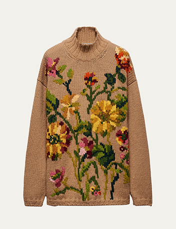 Prada - Floral Wool Intarsia Long-Sleeve Sweater