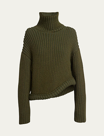 Victoria Beckham - High-Neck Ribbed Asymmetric Wool Sweater