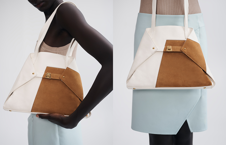 Models hold Akris - 1/9 Ai Small Shoulder Tote