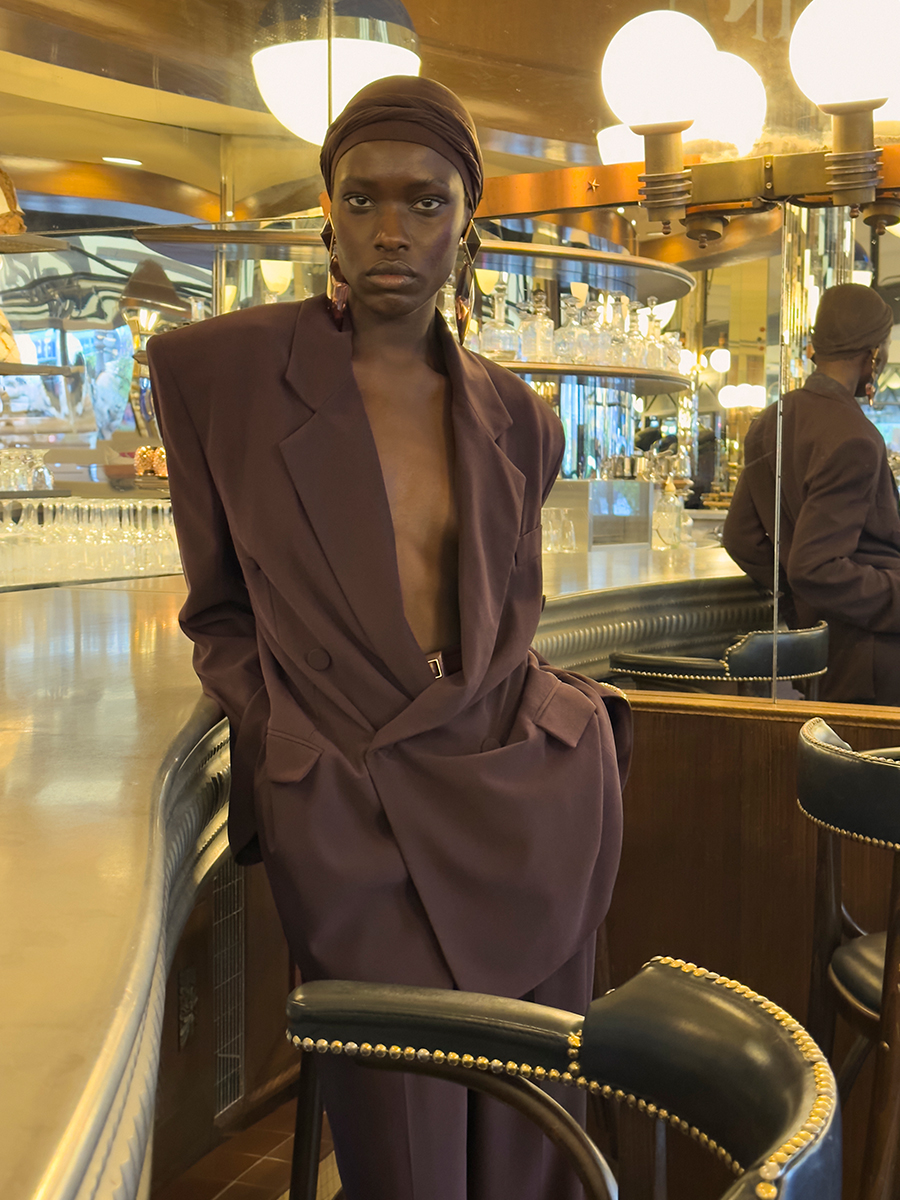 Model wears Saint Laurent Winter '24