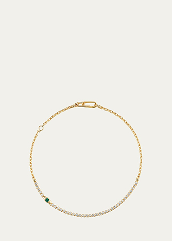 Uniform Object - 18K Yellow Gold Diamond and Emerald Vessel Tennis Necklace