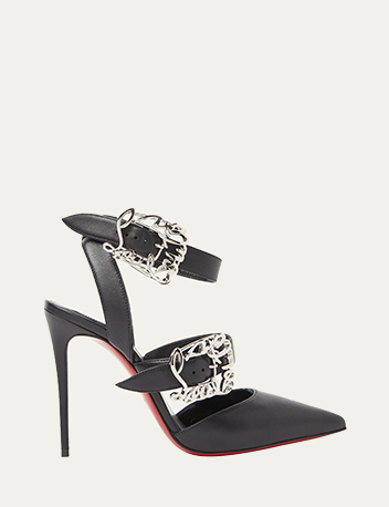 Christian Louboutin - Leather Script Buckles Red Sole Pumps