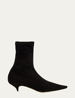 The Row - Liisa Suede Kitten-Heel Booties