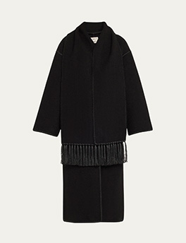 Toteme - Fringe Embroidered Scarf Wool Coat