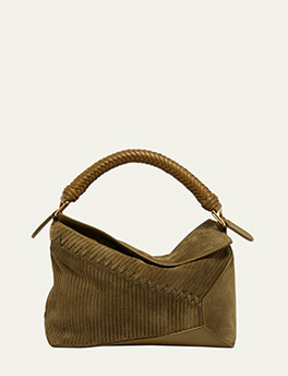 Loewe - Puzzle Edge Small Suede Top-Handle Bag