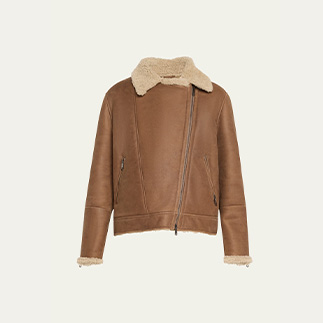 Brunello Cucinelli - Curly Vintage-Effect Sheep Shearling Jacket With Monili Zip