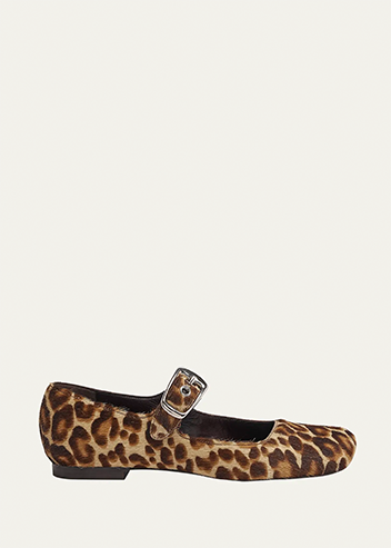 Chloé - Polly Leopard Mary Jane Ballerina Flats