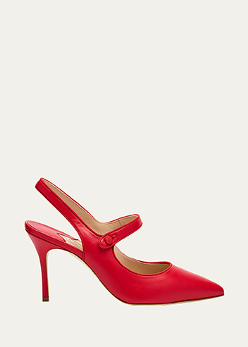 Manolo Blahnik - Camparisli Leather Mary Jane Slingback Pumps
