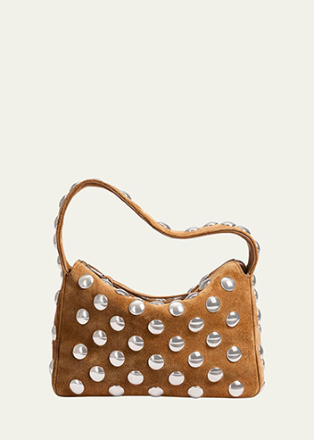 KHAITE - Elena Small Studded Suede Top-Handle Bag