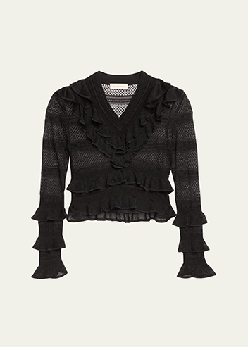 ZIMMERMANN - Crush Frilled V-Neck Top