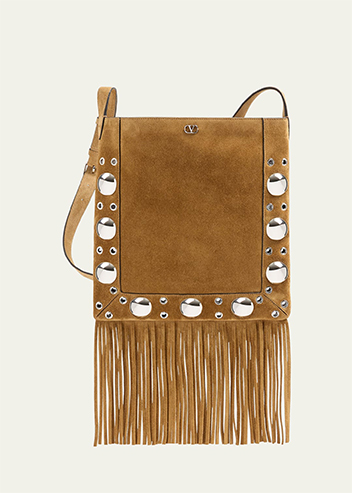 Valentino Garavani - Nellcote Studded Fringe Suede Crossbody Bag