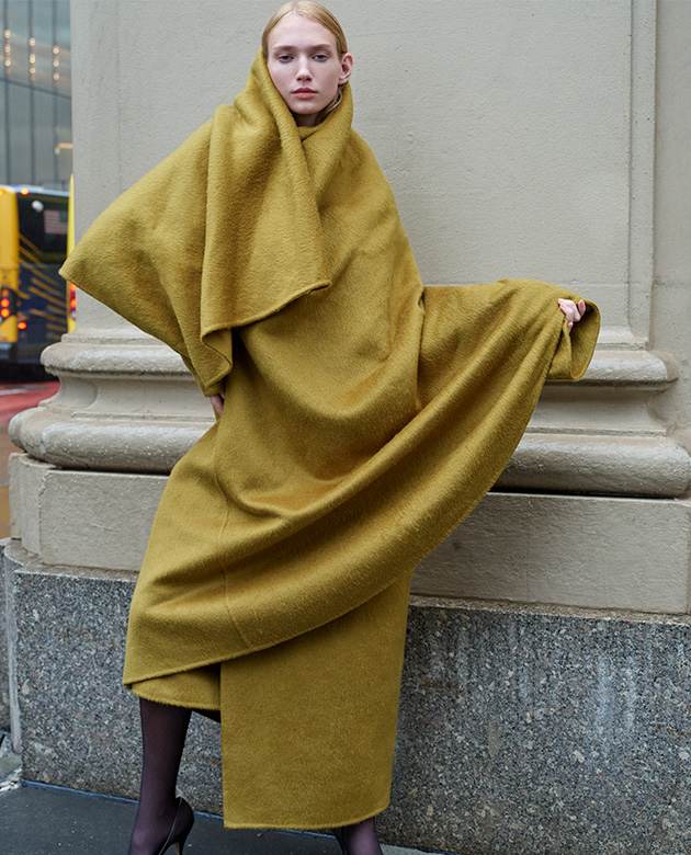 Model wears The Row - Jan Long Cashmere Wrap Coat